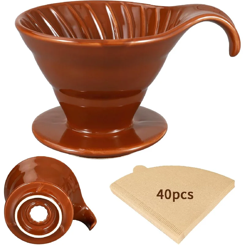 

Бытовая керамическая чашка для розлива кофе высокого класса, многоразовый портативный кофейник с 40 бумажными фильтрами