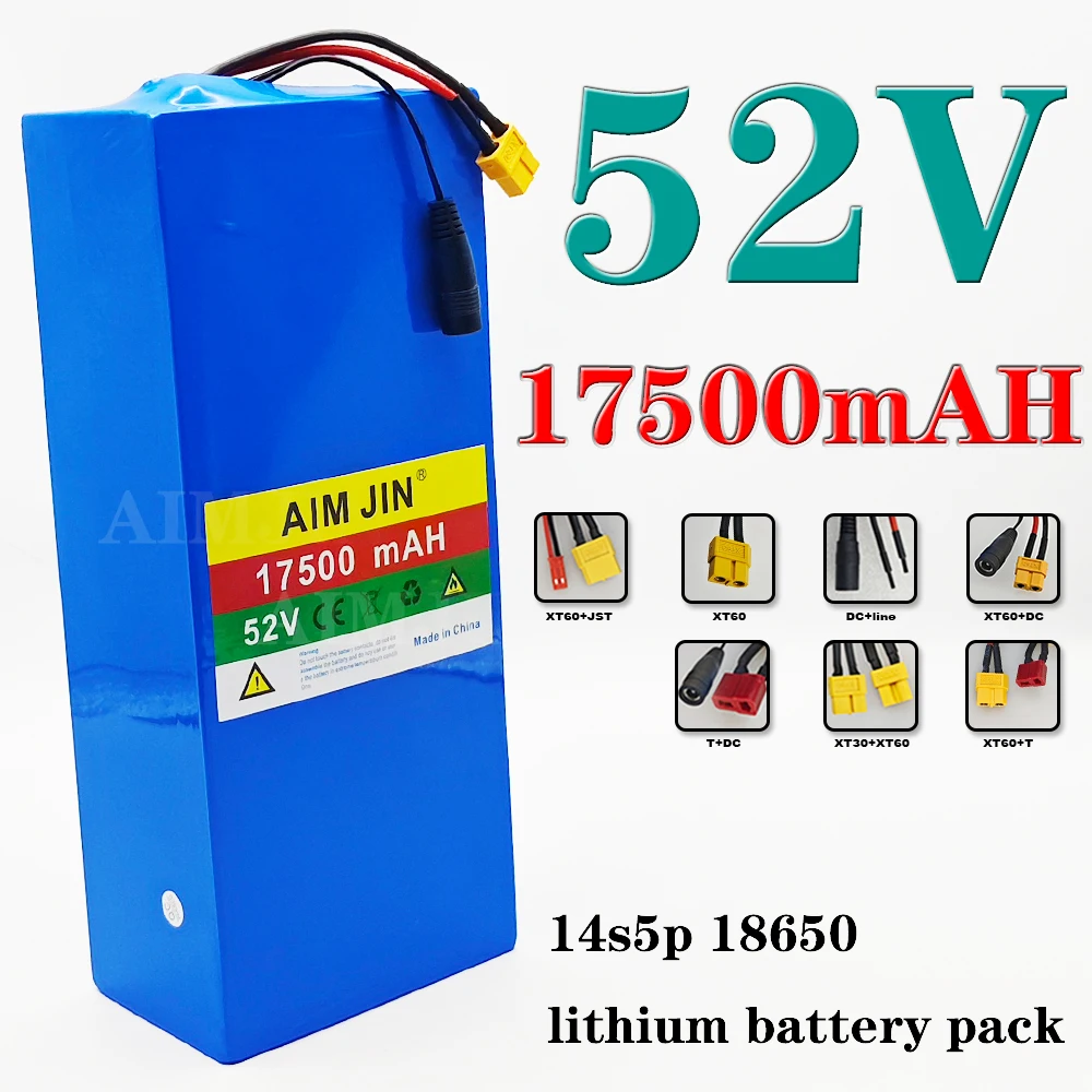 

14S5P lithium battery 52V 17.5AH 18650 with BMS For 1500W electric scooters, mountain bikes+charger
