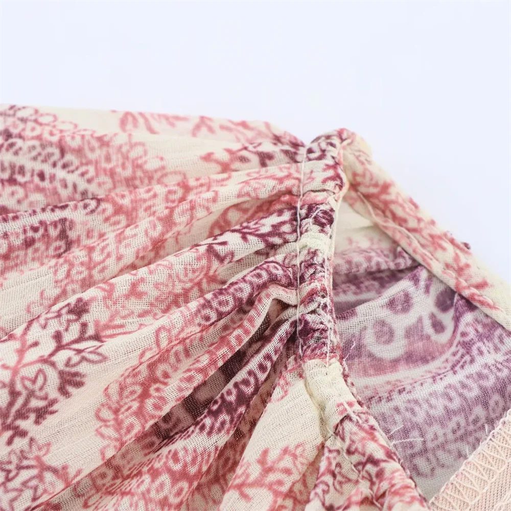 Bm & md & za2025temperament em camadas impressão decorativa solta manga longa com decote em v vestido verão nova chegada roupas femininas