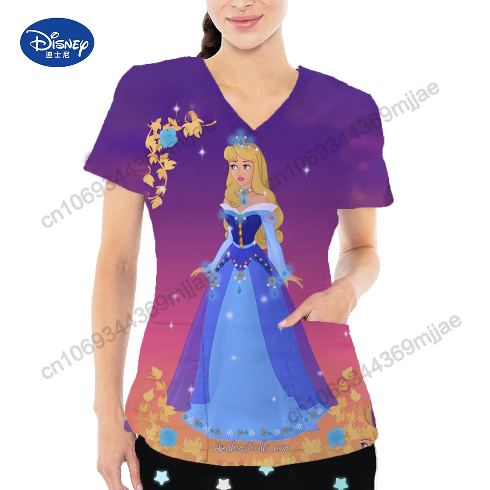 Cartoon Character T-shirts for Women Fashion V-neck Y2k Female Tops Large Pocket Women's Clothes Short Sleeves Tops for Summer