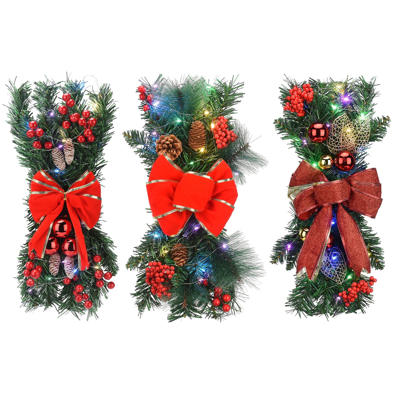 

Artificial Christmas Garland Door Hanging Wreath Creative Xmas Home Party Stair Wall Mounted Decorations