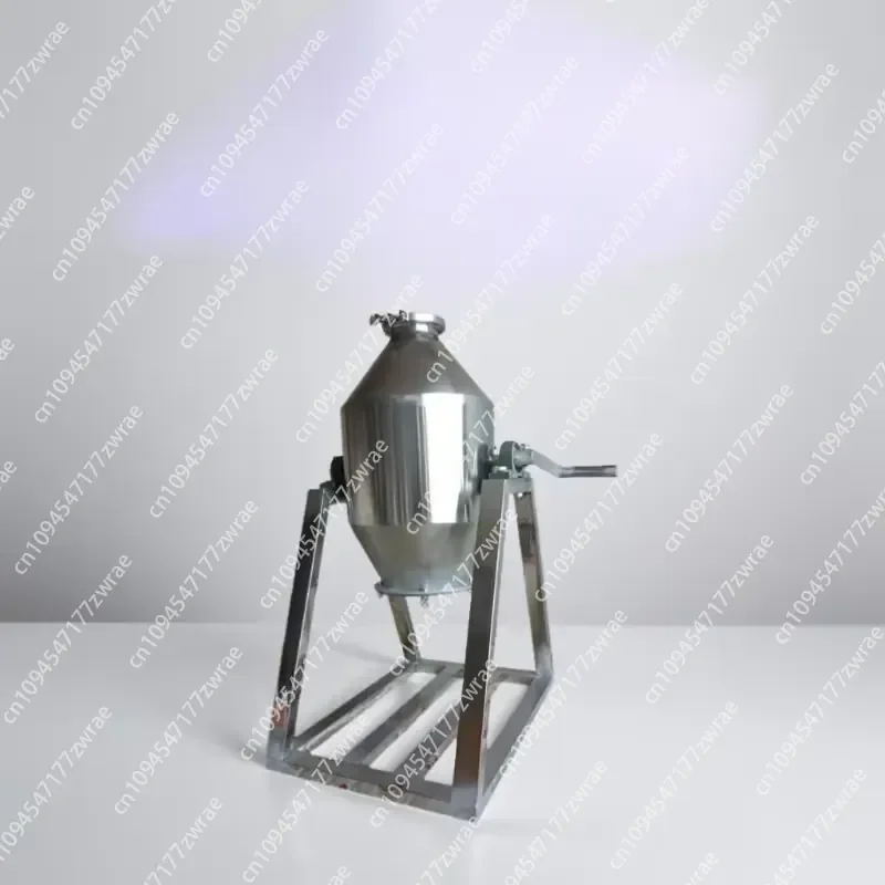 SUS304 Small Dry Powder Drum Mixer-Manual Mixing for Food Plastics-Hand-operated Commercial 5L Mixing Machine
