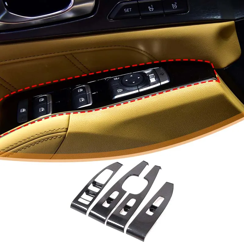 Para kia sorento mq4 2021-2025 abs fibra de carbono janela do carro interruptor de elevador de vidro botão painel guarnição capa acessórios interiores