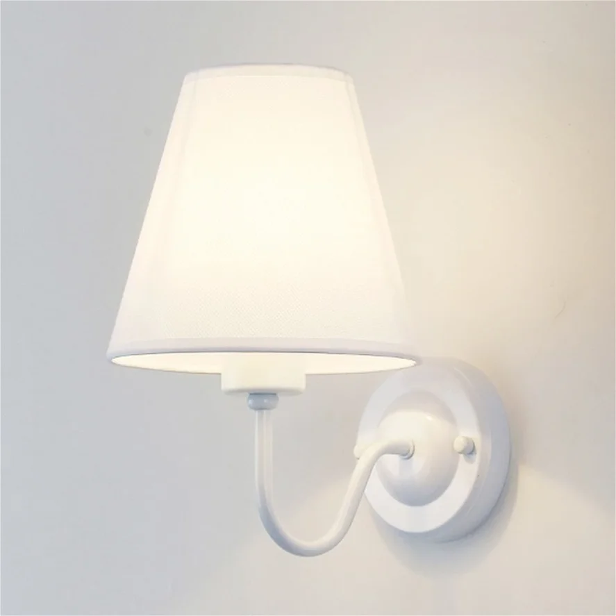 PwwQmm E27 new Retro wall lamp four colors lampshade fabric bedside lamp for bedroom living room decoration lamp view 2