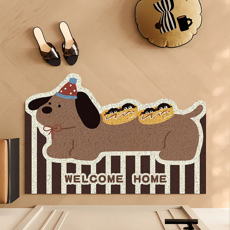 

Custom Entrance Doormat Cartoon Dog Wear-resistant Non-slip Silk Ring Bathroom Floor Mat Outdoor Entrance Bottom Cleaning Rug