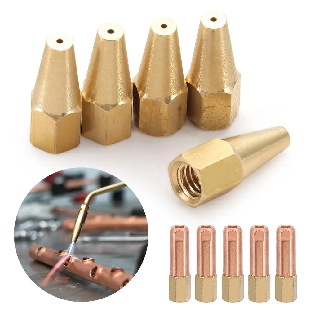 5pcs Durable Welding Accessory Propane Acetylene Pure Copper Oxygen Welding Gas Brazing Torch Nozzle H01-2 Torch Tip