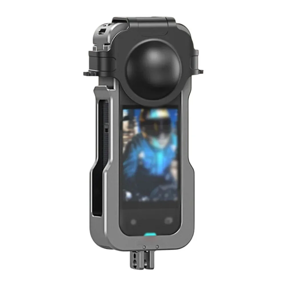 قفص واقي معدني مع غطاء للعدسات لـ Insta360 X5 غطاء مضاد للخدش كاميرا حماية الجسم ملحقات كاميرا رياضية