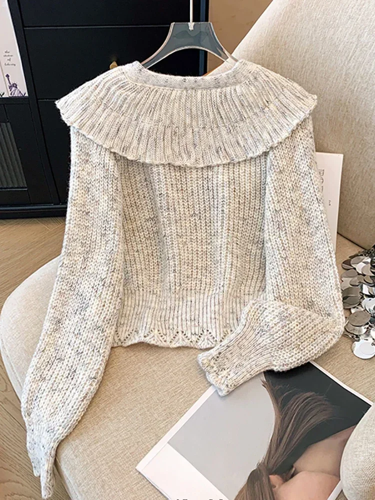 Peter Pan Collar Ruffles Bow Cardigan Exquisite Button Outerwears Long Sleeve Sweater Woman 2025 Clothing Fall Winter Cardigans