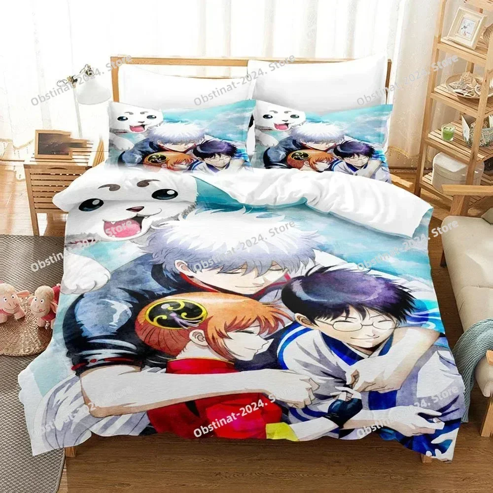 3D Gintama Anime Gintoki Sakata Bedding Set Printed Bed Set With Pillowcase Duvet Cover Soft Single Double Queen Super King Size