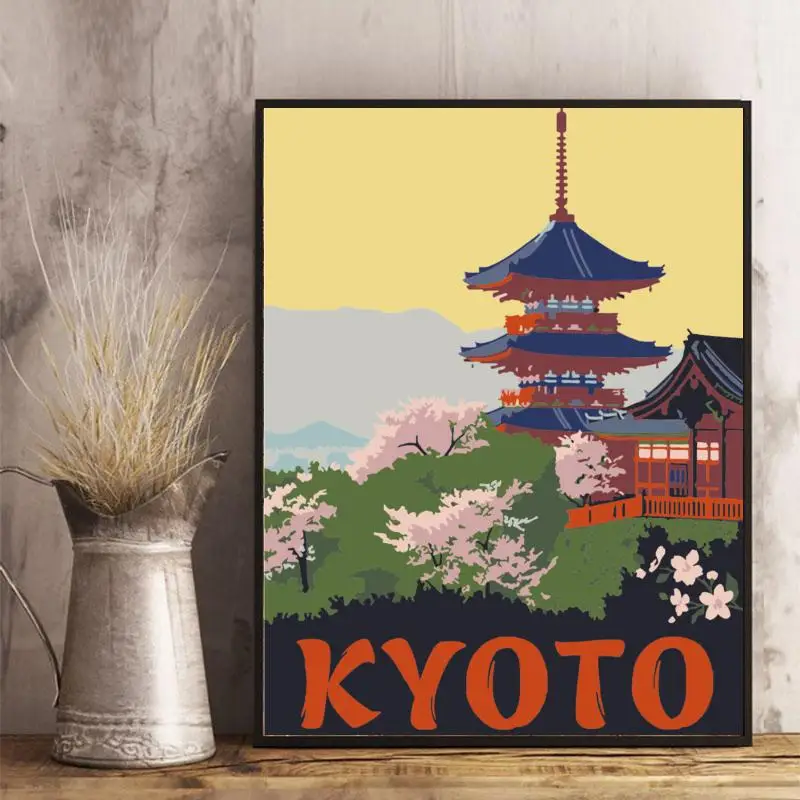 DIY Paint By Numbers Global City Scenic Spot View Digital Oil Paint for Adults Home Decor Cartoon Kyoto Moscow Cairo