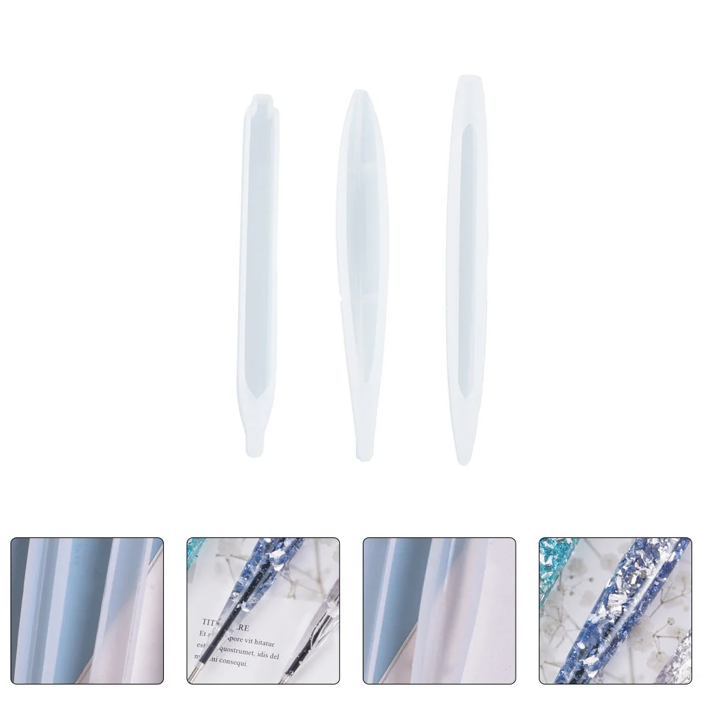 

3pcs Crystal Epoxy Resin Silicone Mold Pen Shape Diy Ballpoint Pen Casting Molds For Jewelry Making Craft Supplies