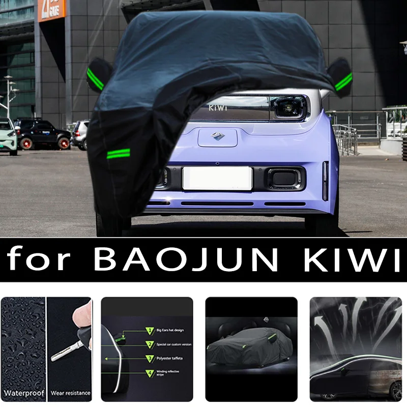

For BAOJUN KIWI Car Covers Outdoor Waterproof Sun Rain Snow Protection UV Auto Cover 190T Car Protective Full Covers