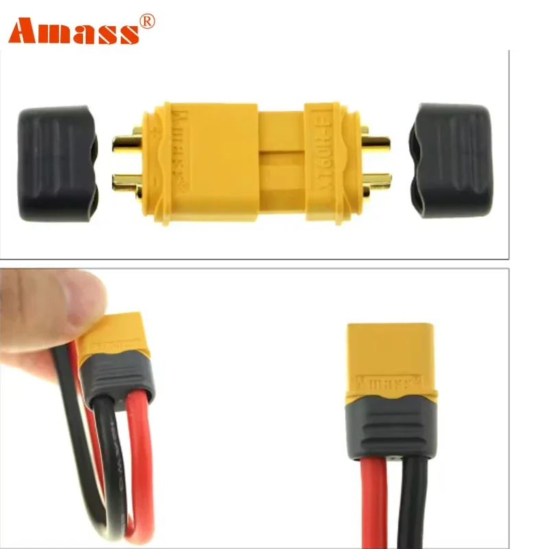 10PCS AMASS XT60H + XT60 Connector with Cover Protection Male Female Power Plug with Sheath for Lipo Battery RC Planes Cars