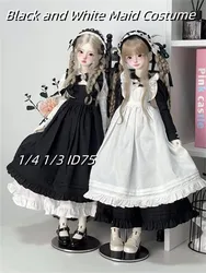Maid Uniform Costume Spot Inventory 1/3 1/4 ID75 BJD Doll Unisex Dress Slender Waist Black White 5-piece Sets Doll Accessories