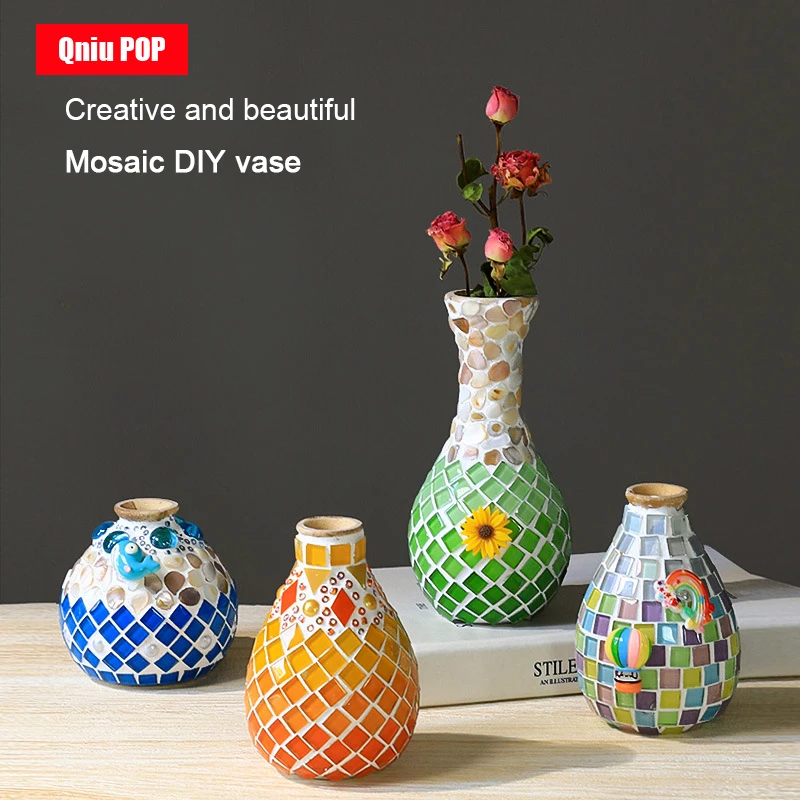 2026 Mosaic Vase Children DIY Handmade Creative Vase Parent Child Handmade Gift Kindergarten Early Education