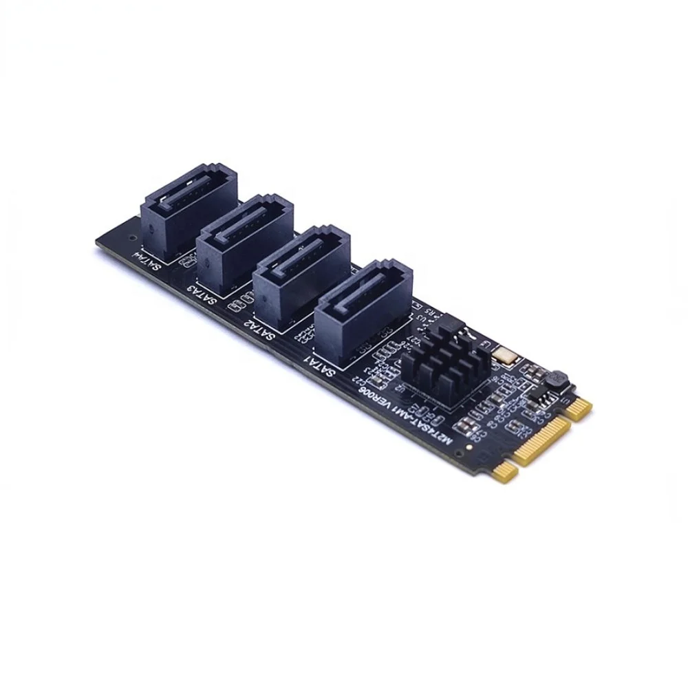 4 Ports SATA 3.0 Connector to NGFF M.2 Key B+M Adapter Expansion Riser Card for Desktop Motherboard