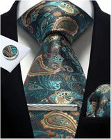 100% Silk Necktie Paisley Floral Mens Tie Top Quality Business Tie Pocket Square Tie Clip Cufflinks Set Classic For Men Gift Box 4