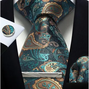 100% Floral Floral Seda Tie High Quality Men's Business Business Square Pocket ABUGHT CLIP CLIP CLASSIC SET FOR MEN Gift Box 12 Main sales tie Hero Man - №6