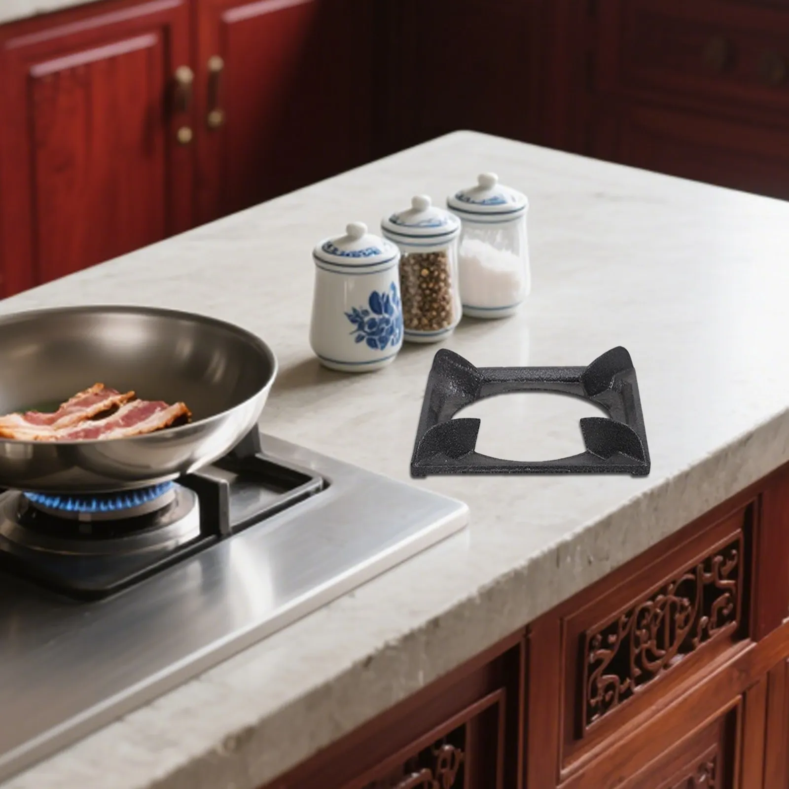 Black Cast Iron Gas Stove Wok Rack High Temperature Resistant Non Slip Stand for Cooktop Range Pan Holder Milk Pot Accessories