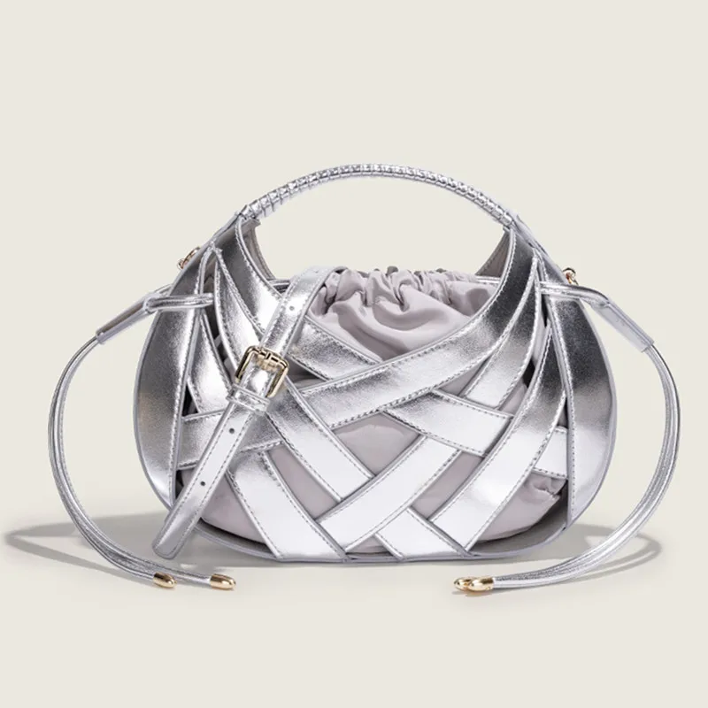 

2026 Luxury Designer Fashion Woven Hollow Out Women Handbag High End Wedding Evening Clutch Bag Wedding Shoulder Messenger Bag