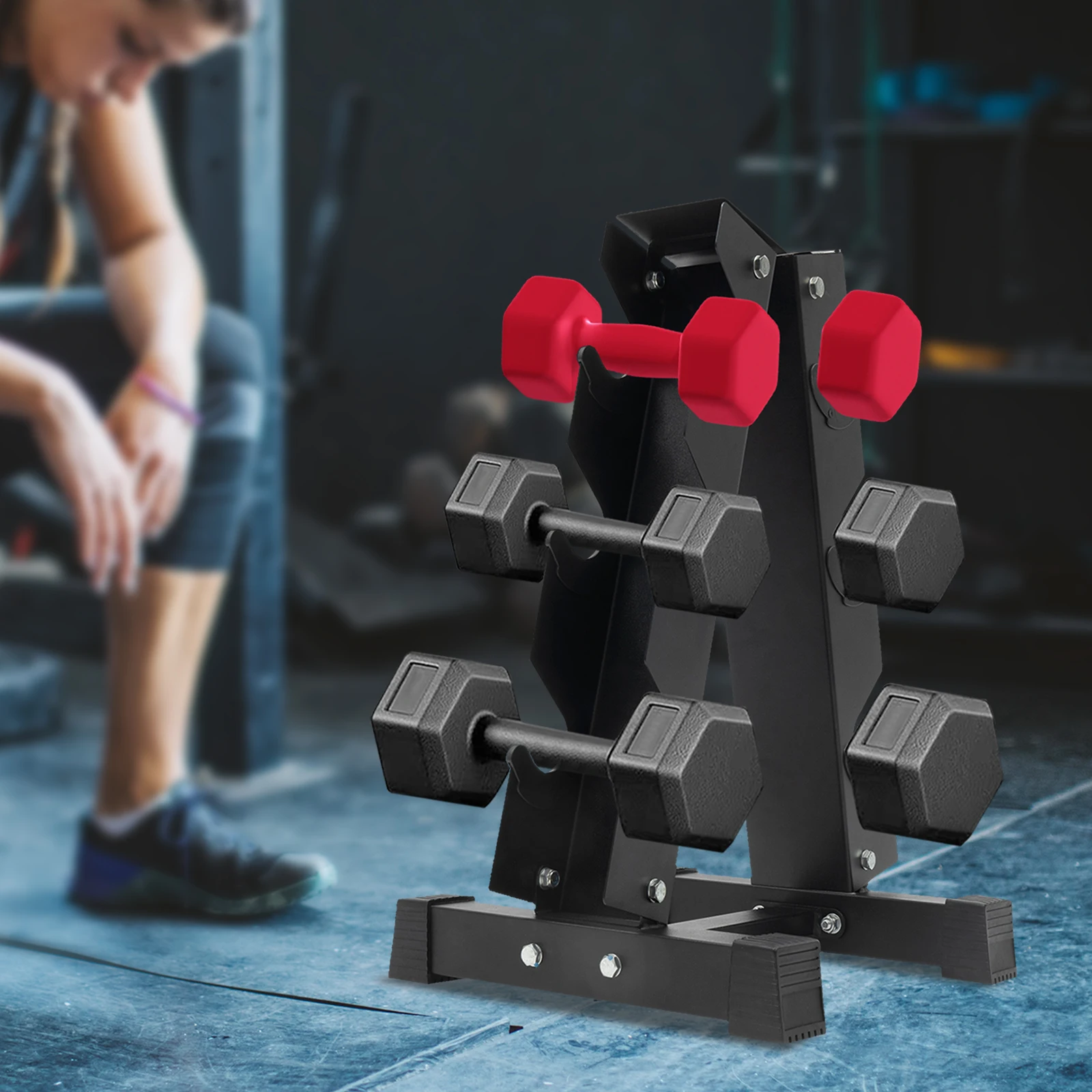 

Dumbbell Rack Stand Only, Weight Rack for Dumbbells Compact A-Frame Home Gym Space Saver (176 Weight Capacity)