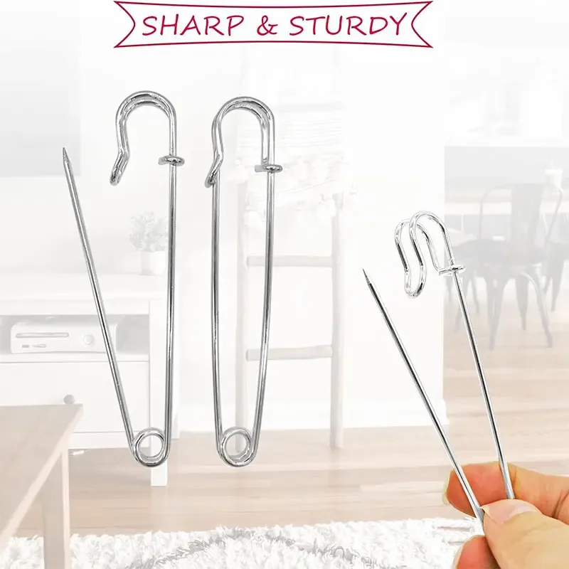 5/10/20 قطعة دبابيس أمان فولاذية كبيرة جدًا 75 مللي متر (3 بوصة) دبوس أمان كبير عالي التحمل من الفولاذ المقاوم للصدأ دبابيس قفل زنبركية للملابس والحرف اليدوية #4