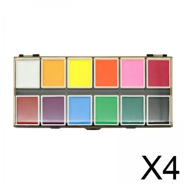 Paleta de pintura facial activada por agua, kit profesional de pintura corporal con pigmentos seguros y brillantes para uso en festivales infantiles