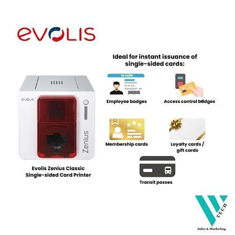 Original Evolis Zenius Single-sided Plastic pvc id Card Printer Machine Printing Machine Sublimation Color Ribbon Access Badge