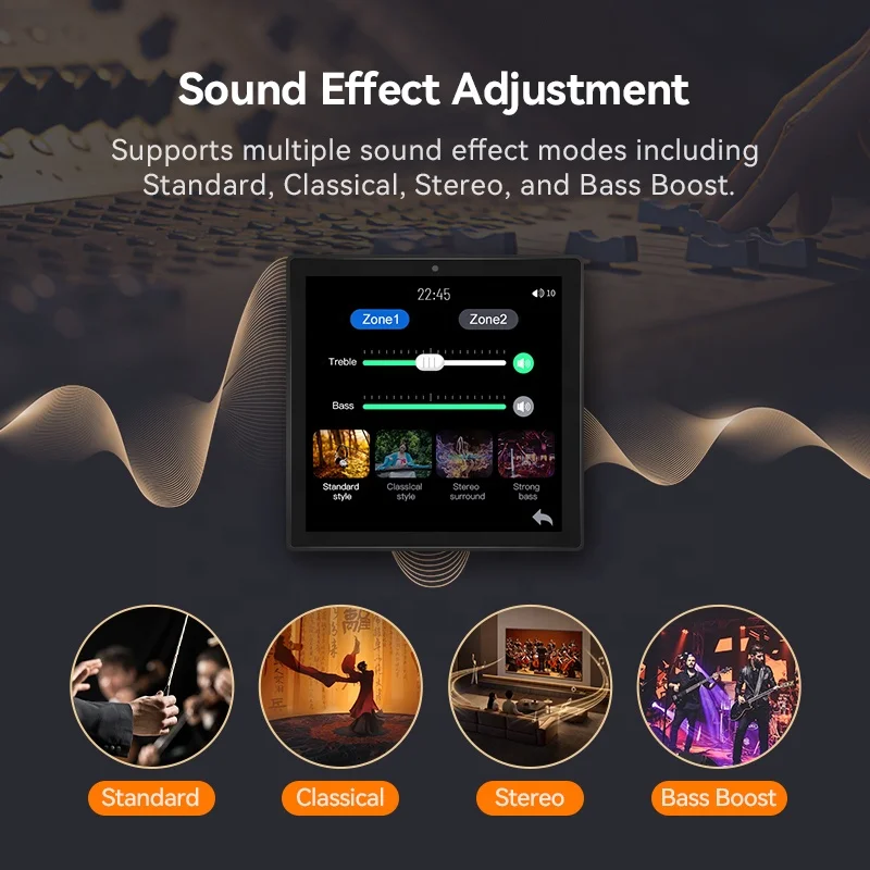 

Home Bluetooths Wall Amplifier 2 Zone Audio Background Music Host Control System Mini Touch Screen Ceiling Speakers Sound Panel