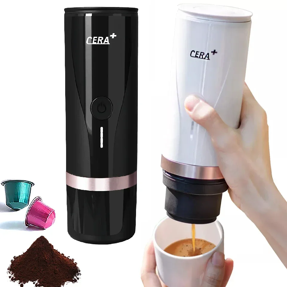 CERA+ Portable Coffee Mmaker Portable Pod Coffee Maker Mini Automatic Espresso Handpress Pod Portable Coffee Machine