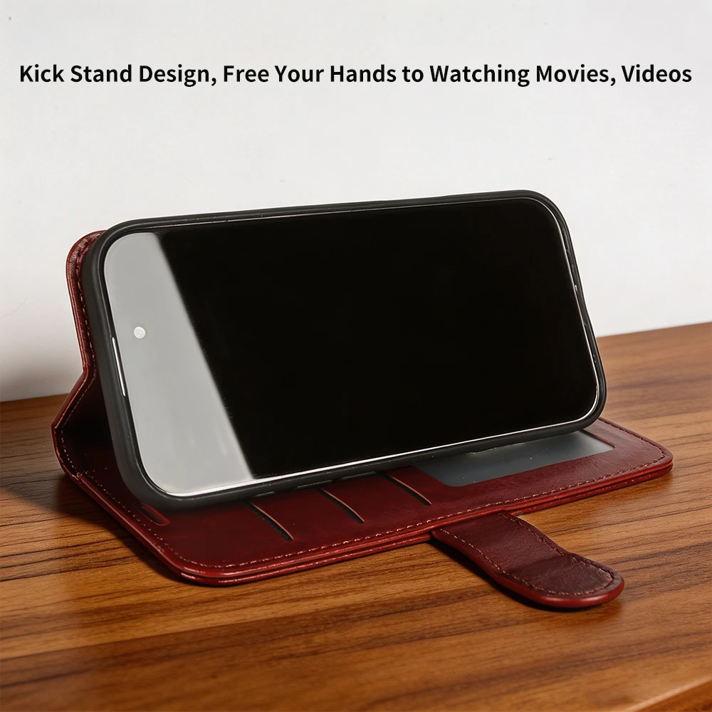 Mobile Phone Leather Case For iPhone 17 16 15 Pro Max 17e Air 16e 14 Plus 12 13 Mini Flip Cover Cases Shockproof Coque Funda Bag view 5