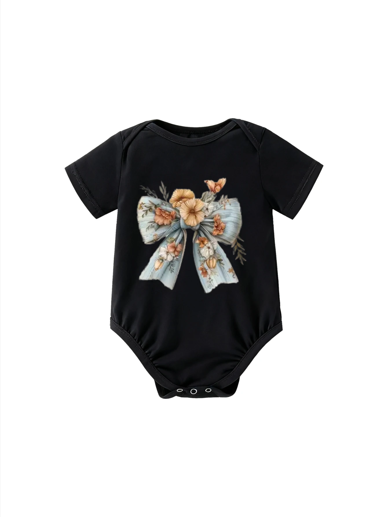 

​Baby Bodysuit Short Sleeve Floral Bow with Multicolor Flowers Decoration for Newborn Boys and Girls Elegant Occasion​