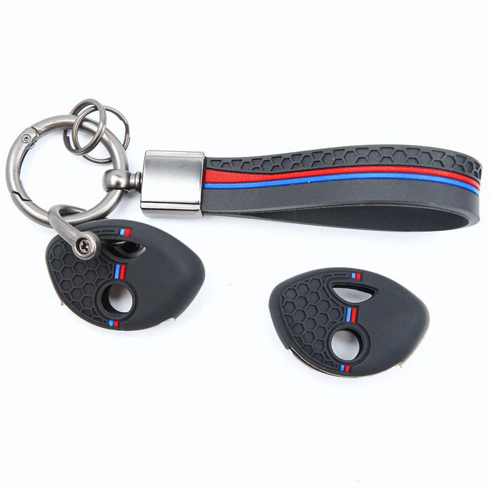 For BMW K1200R R1200RT K1300R S1000RR F650GS F800GS F800ST Silicone Car Key Fob Cover Lanyard Key Ring Easy Install
