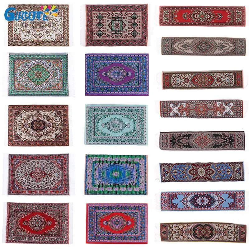 1:12 Turkish Dollhouse Mini Carpet Floral Mat Playing House Decor Floor Coverings Miniature Casa De Boneca Doll Accessories