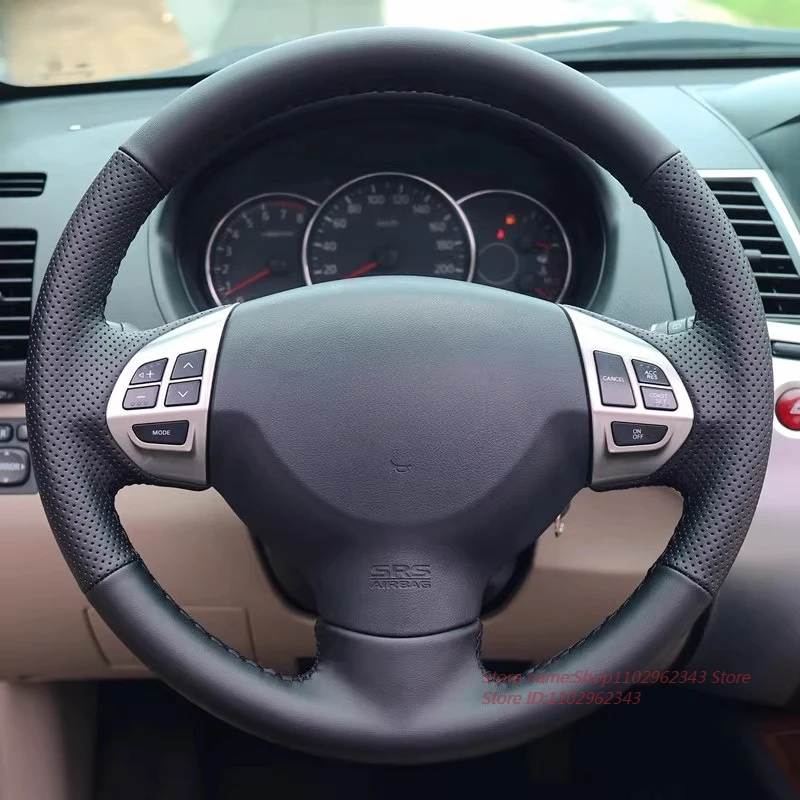 

Hand-Stitched Non-slip Durable Nappa Leather Steering Wheel Cover For Mitsubishi Outlander Lancer EX Car Interior Accessories