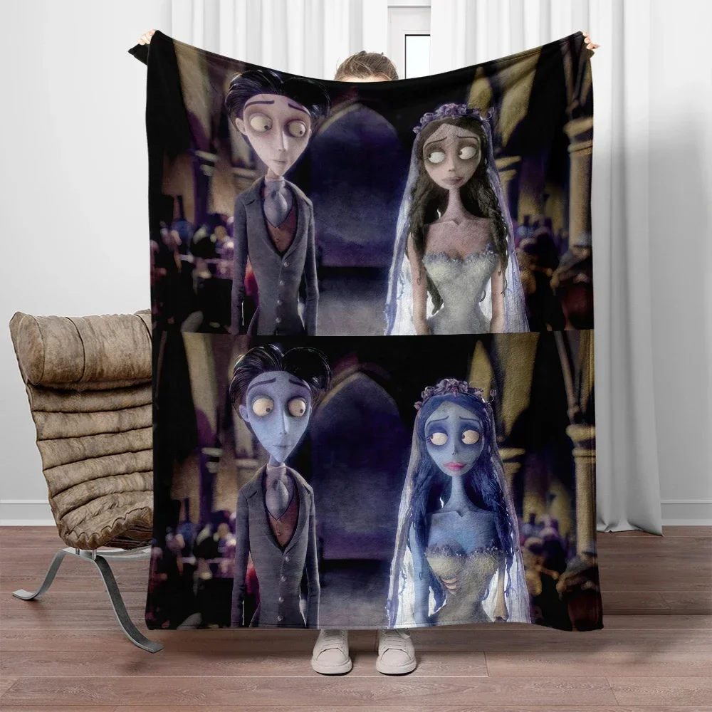 Manta de franela con estampado de la película Tim Burton's Corpse Bride, sofá grande, suave, cálida, creativa, para acampar al aire libre, cama de oveja