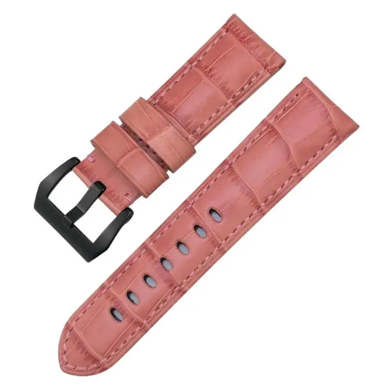 

SCHIK 24mm Cowhide Genuine Leather Watch Strap for Panerai LUMINOR 1950 PAM013012 Crocodile Textured Colorful Watchbands