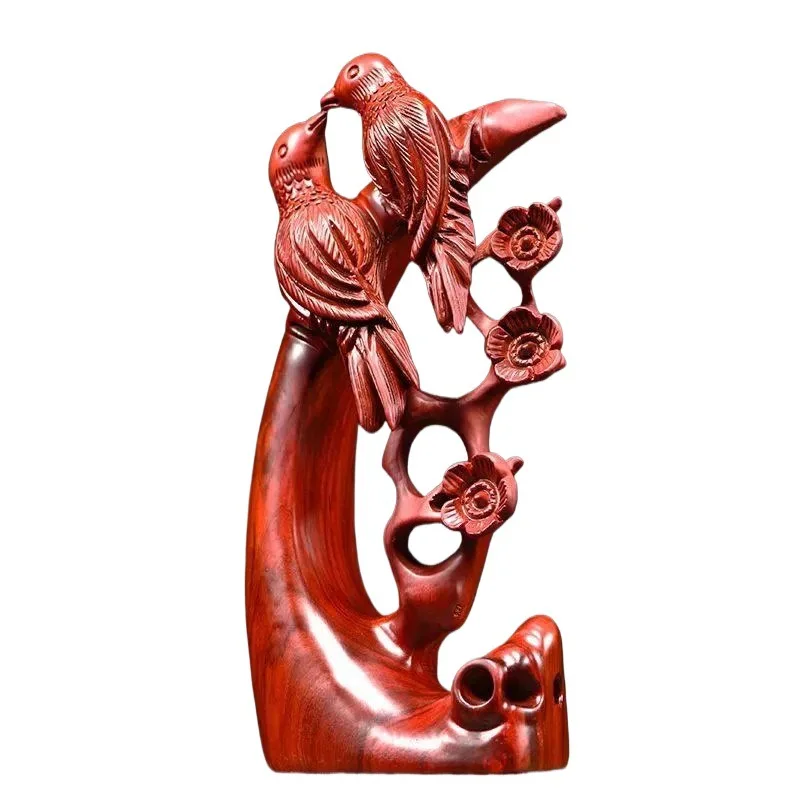 

Black sandalwood carving, upper eyebrows, magpie ornament, home furnishing, living room TV cabinet root carving