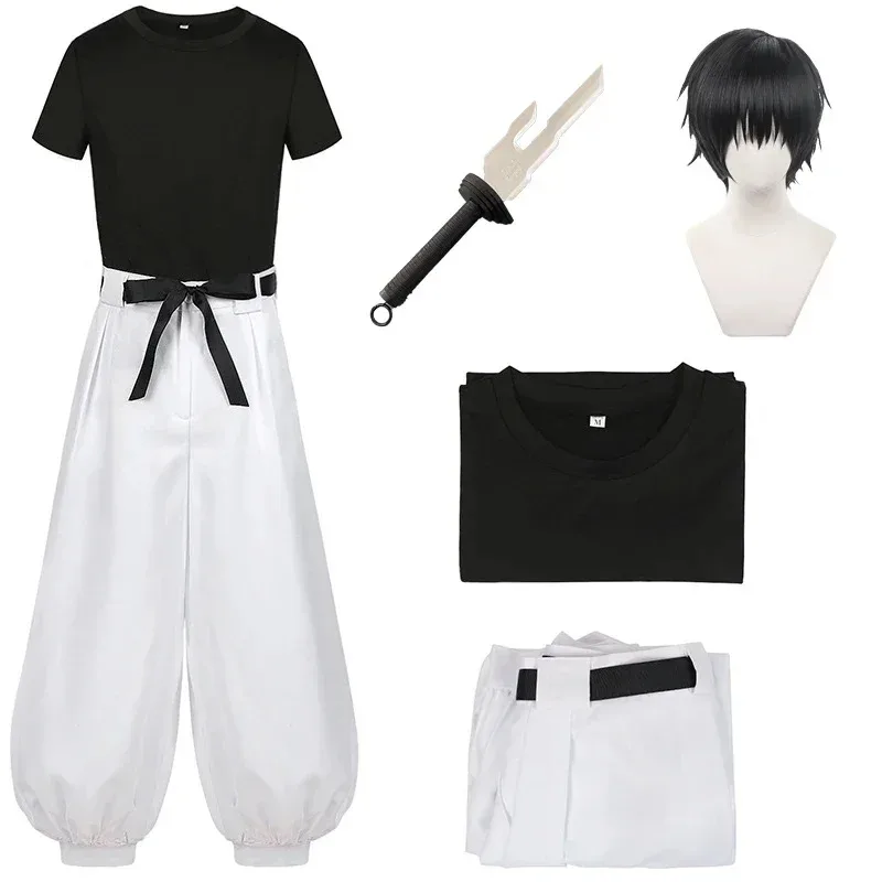 Jujutsu JJK Manga Anime Fushiguro Toji Satoru Gojo Cosplay Costume Wig T-Shirt Pants Rose Net Halloween Christmas Gift