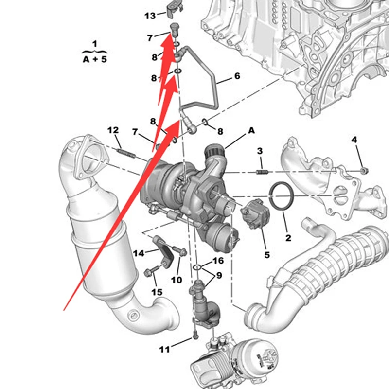 Tubo di lubrificazione turbocompressore 037956 9824001880 per Citroen DS5 6 LS C4 Peugeot 3008 207CC 308CC 308SW RCZ