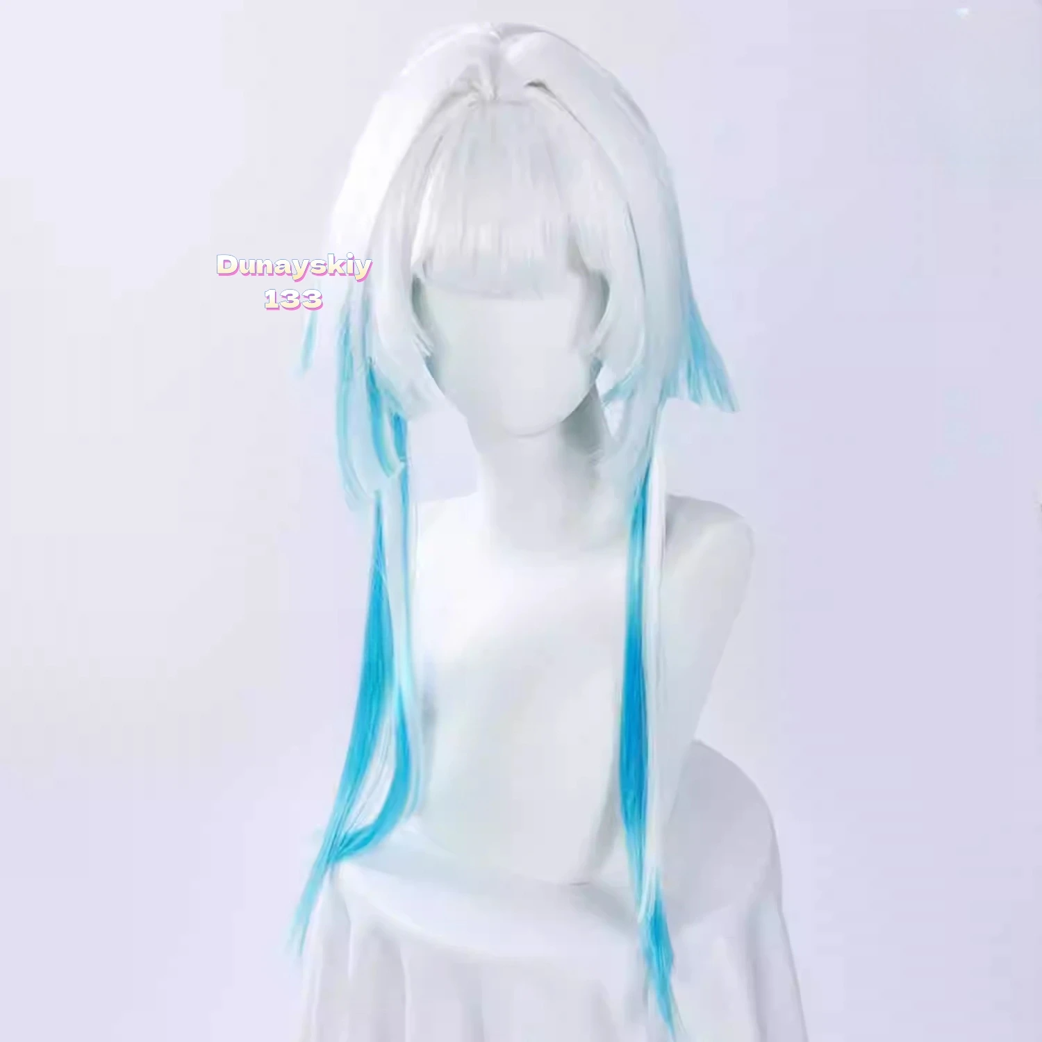 ゲーム Honkai: スターレール セリドラ コスプレウィッグ - ブルー&ホワイトのロングヘア、ハロウィンパーティーアクセサリーに最適