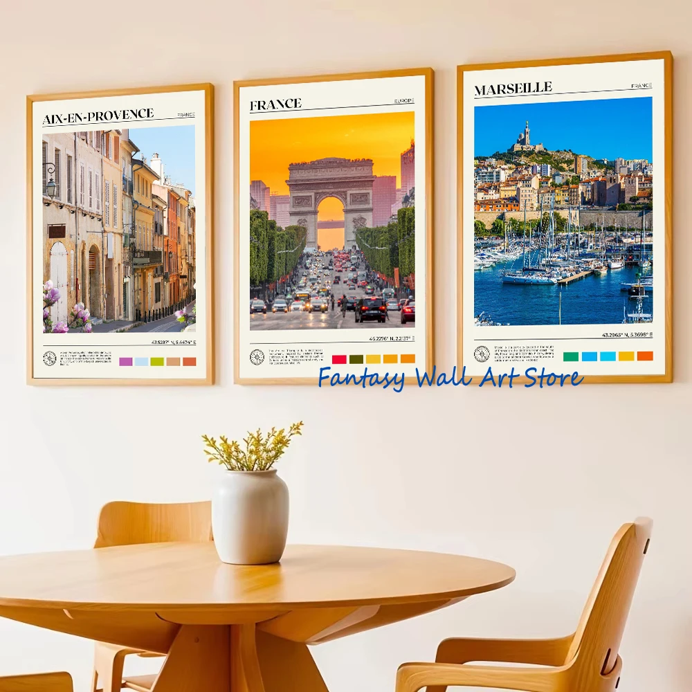 France Strasbourg Nice Monaco Marseille France Famous City Traveling Art Real Photos Poster Canvas Painting Wall Pictures Decor