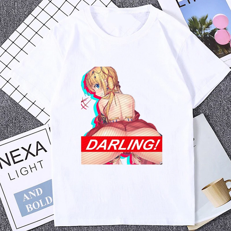 Hot Sale Darling Hentai Anime T Shirt Harajuku Creativity Acg Otaku Tshirt Babe Waifu Unisex Clothing Streetwear Fashion Tees