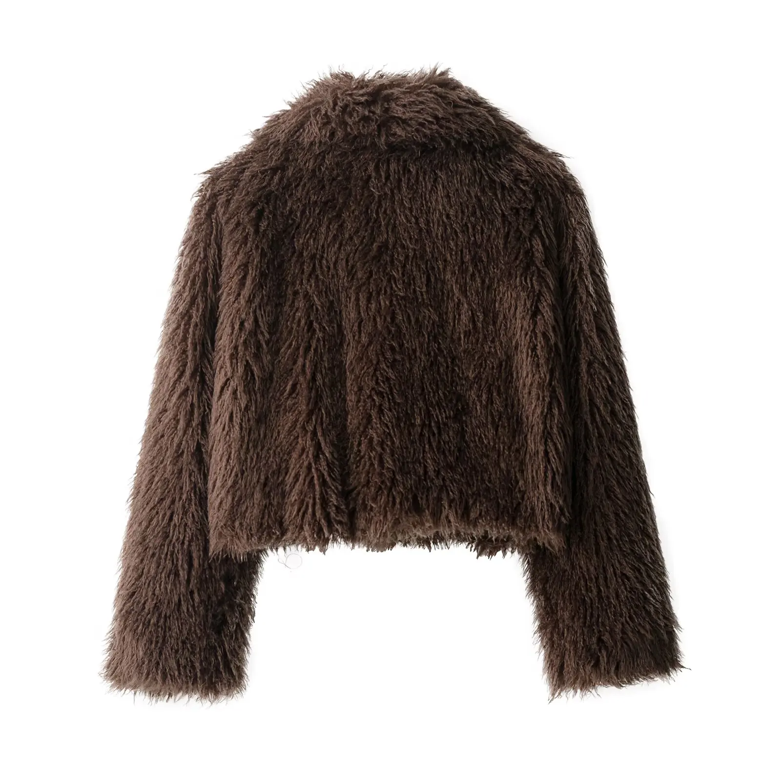 Feminino elegante casaco de pele do falso quente fofo solto manga longa lapela jaqueta outono inverno moda alta rua senhora outerwear