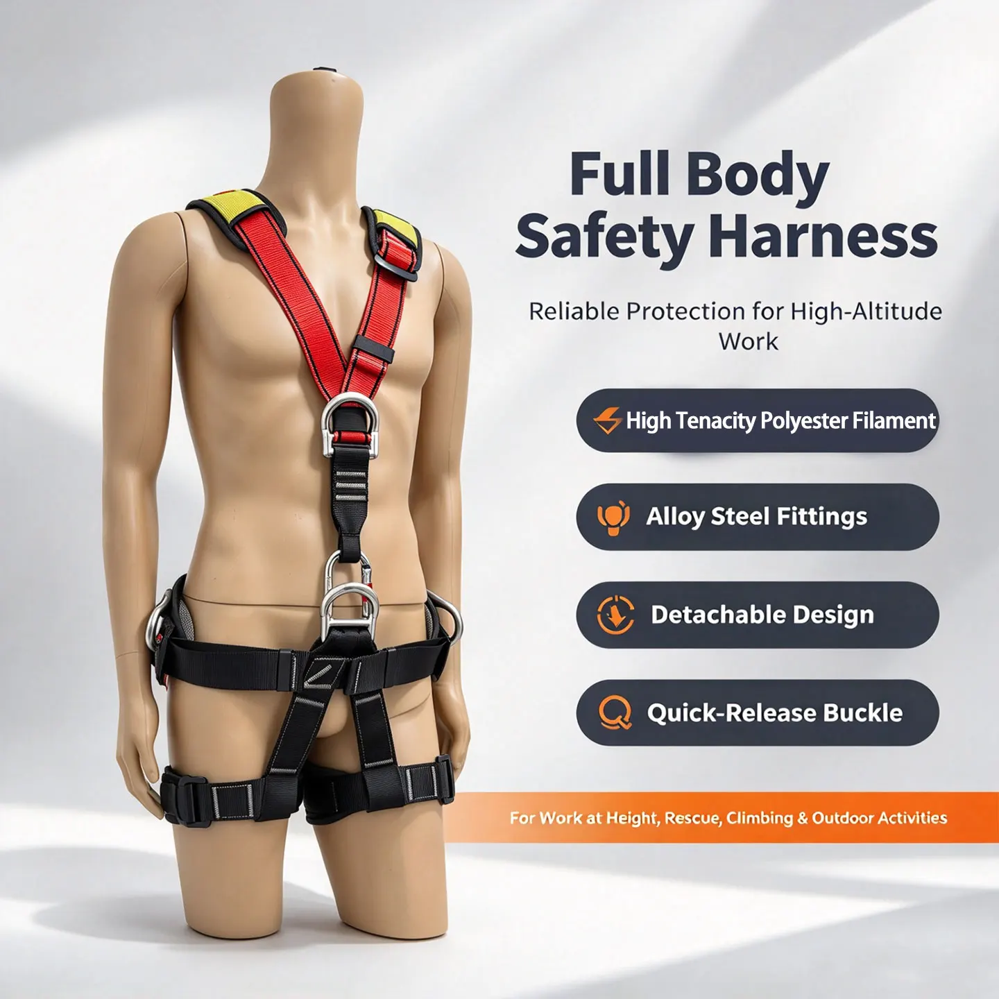 Full body safety harness，Safety lanyard for working at height，Rappelling harness，Mountaineering & rescue equipment