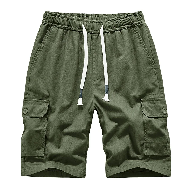 

Men Summer New Cargo Mid Pants Men Loose Plus Size Multi Pocket Shorts Men Casual Sports Outdoor Breathable Daily Wear Bottoms