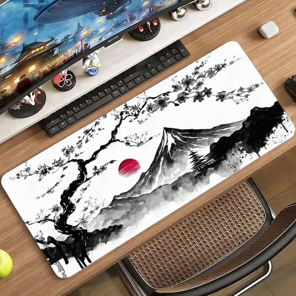 Vintage Sunset Landscape XL Extended Gaming Desk Mat Rubber Desk Mat Non Slip Rubber Base  mouse pad