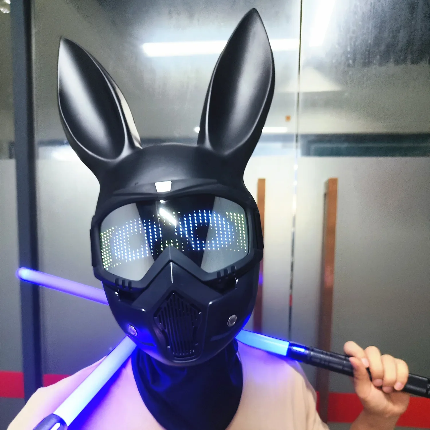 Rabbit LED Mask Christmas Mask Bar Masquerade Bunny Girl Ear Mask Halloween Masks Anime Mask Kids Face Shild Party Cosplay