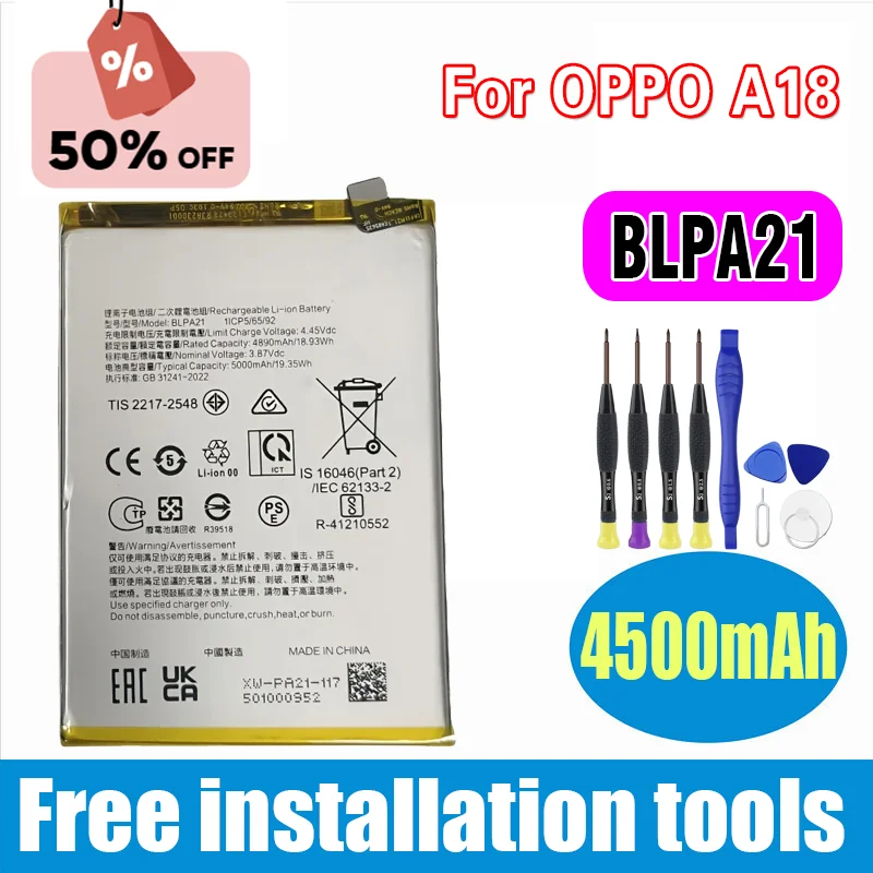 

High-Quality for OPPO A18 BLPA21 4500mAh Replacement Phone Battery