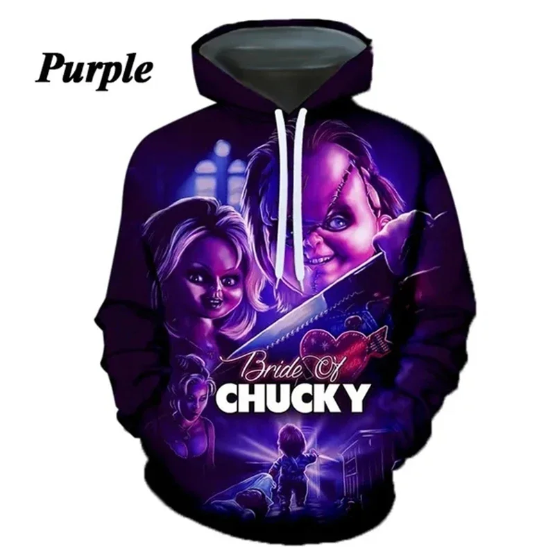 Horror Movie Bride Of Chucky Graphic Hoodies for Men Clothing Unisex 3D Print Child's Play Hooded Pullovers Tops Sweatshirts